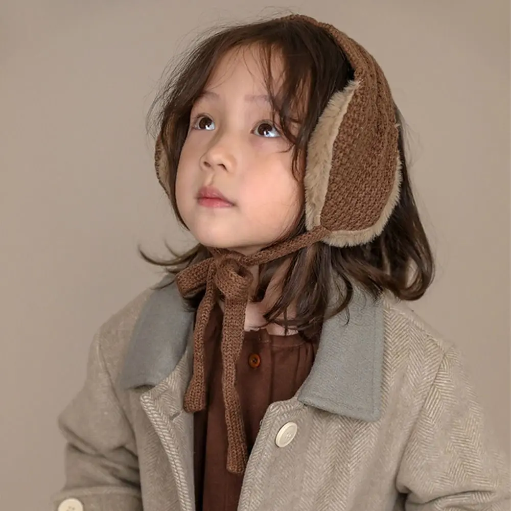 Thicken Children Earmuffs Handmade Knitted Warm Boys Girls Strappy Solid Color Cute Autumn Winter Ear Warmer