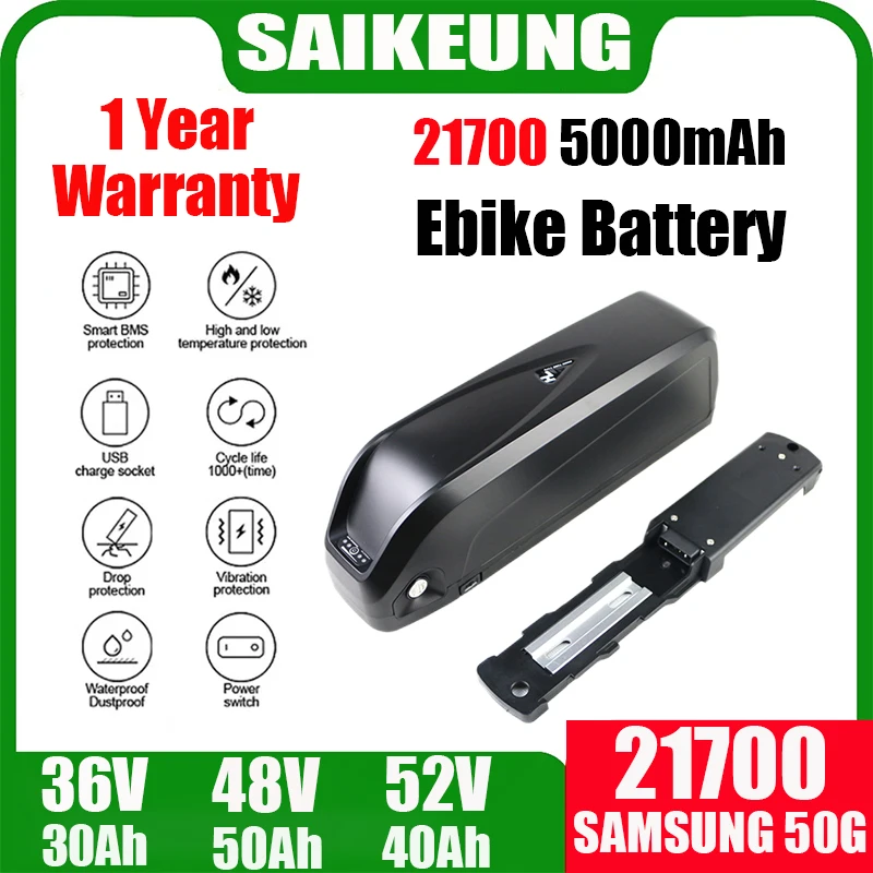 

21700 50G DownTube Ebike Battery Hailong 36V 48V 52V 20Ah 30Ah 50Ah 60AH for Bafang 1500W1000W 250W500W 2000W 3000W Lithium Pack