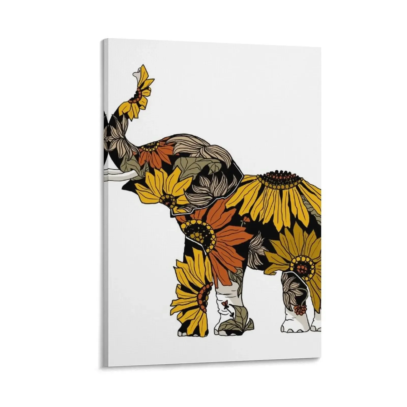 

Sunflower Elephant - Color Canvas Painting vintage home decor Decoration decorative wall canvases
