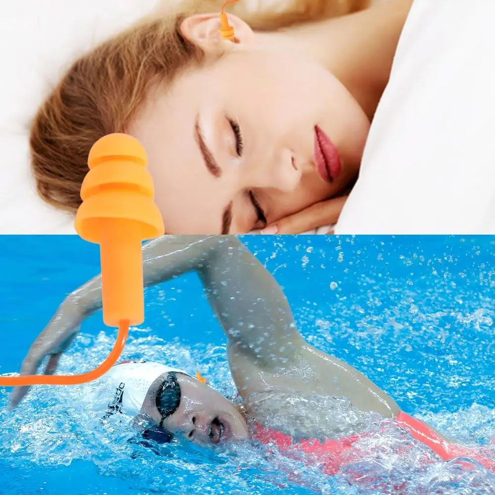 Ear Plug With Rope For Adult Swim Hearing Waterproof Silicone Earplugs Diving Surf Nasal ...