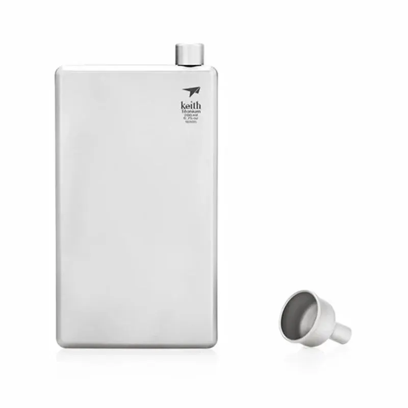 Keith Pure Titanium Hip Flask With Funnel 100ml Drinkware Outdoor Sports Camping Hiking Pot Whiskey Wine Alcohol Bottle 5