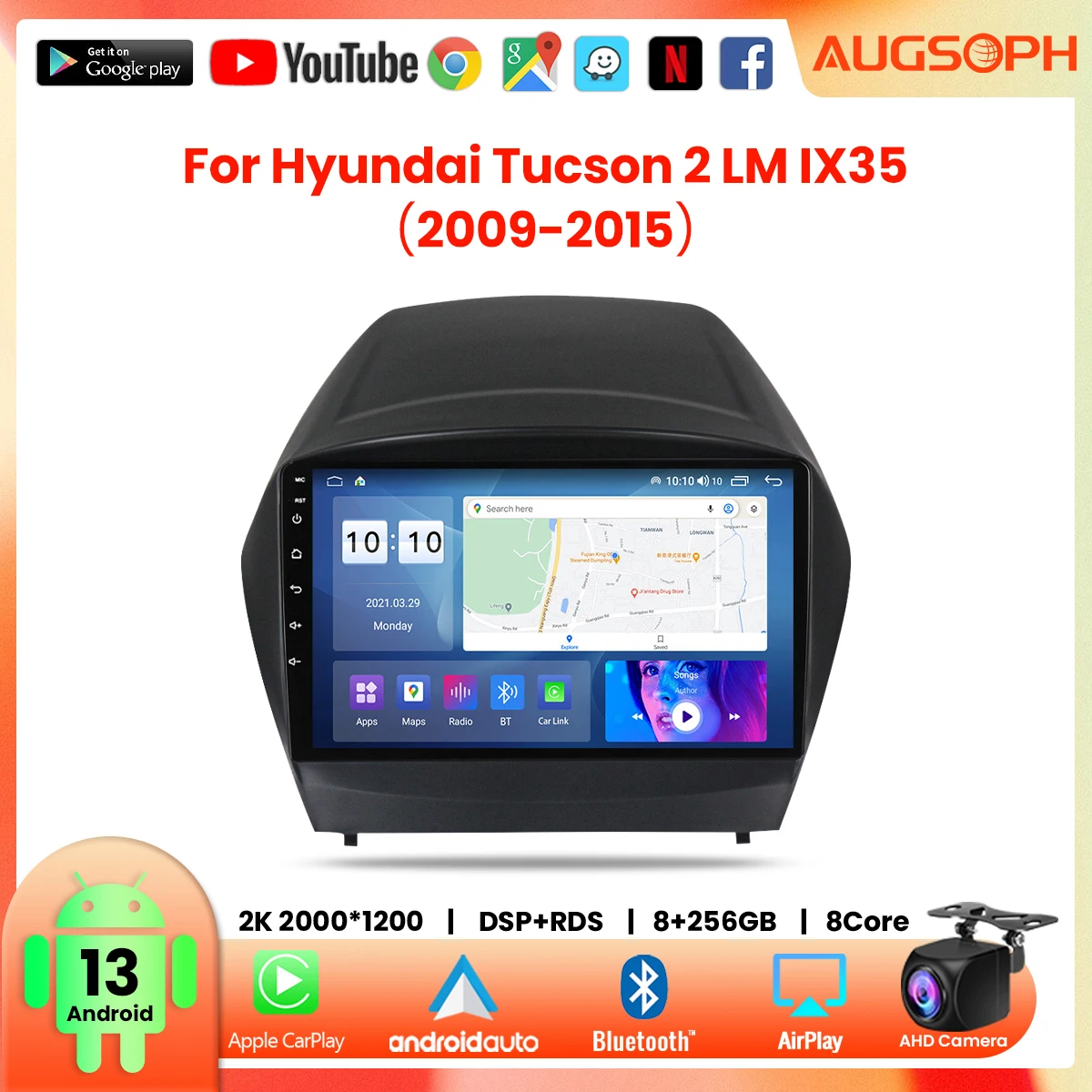 

Android 13 Car Radio for Hyundai Tucson 2 LM IX35 2009-2015,9inch 2K Multimedia Player with 4G Car Carplay & 2Din GPS