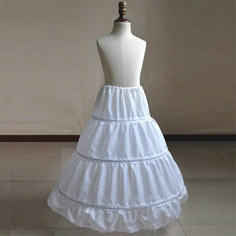 Long Child Petticoat for Children Girl 3 Hoop Petticoat Crinolines Slip Underskirt for Flower Girl Ball Gown Dress 75cm