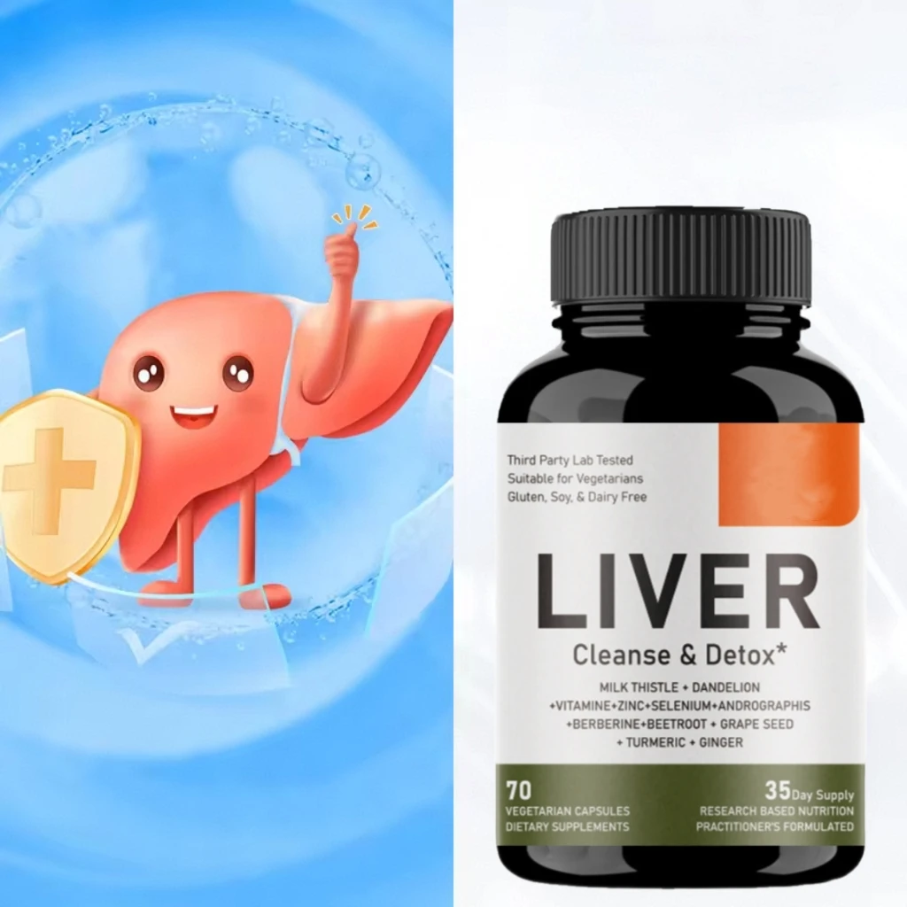 Liver Cleanse Detox & Repair Formula Herbal Liver Support Supplement Milk Thistle Dandelion Root Turmeric Health
