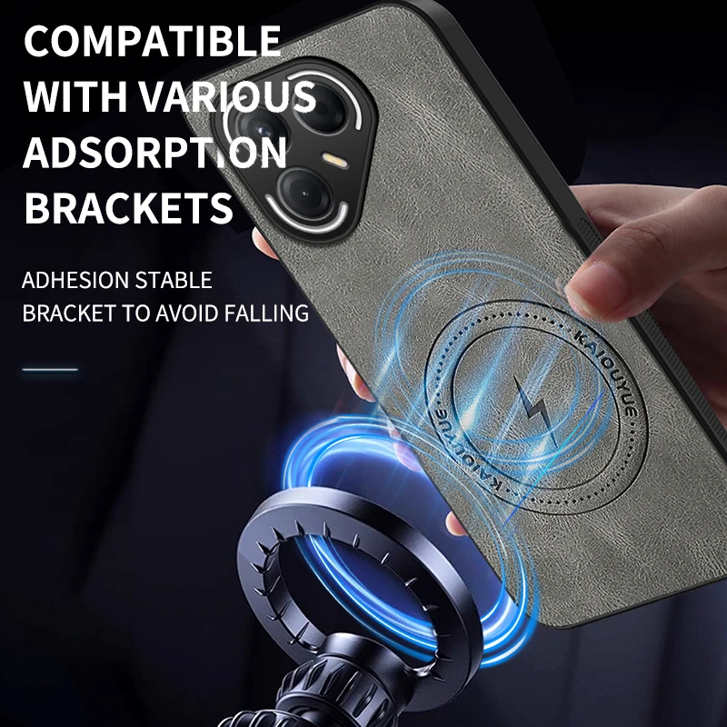 Tecno Pova 7 Pro: Stylish Leather Shockproof MagSafe-Compatible Phone Case with Ultra Magnetic Wireless Charging Cover