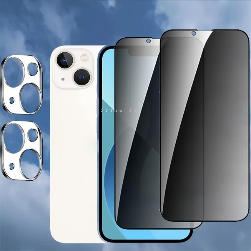 

4 In 1 Privacy Tempered Glass Screen Protector Film With Camera Lens Protector For IPhone 14 11 Pro Max 13 12 Mini Pro 15 Plus
