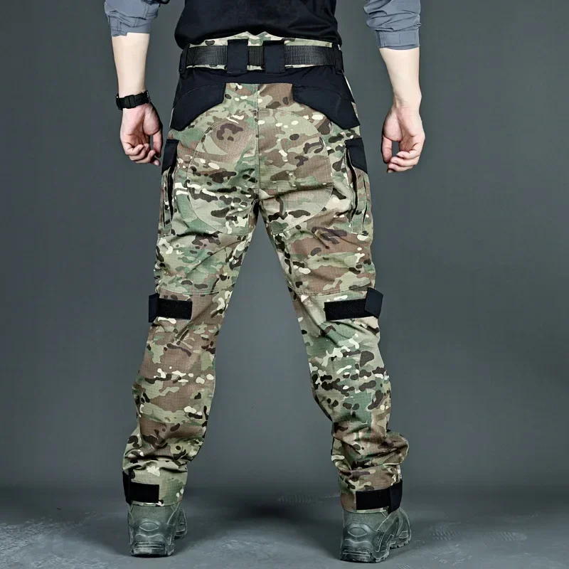 전술 바지 남성 여름 작업복 카고 팬츠 레이더 아웃도어 멀티 포켓 사냥 립스탑 카모 루즈핏 하이킹 바지 봄