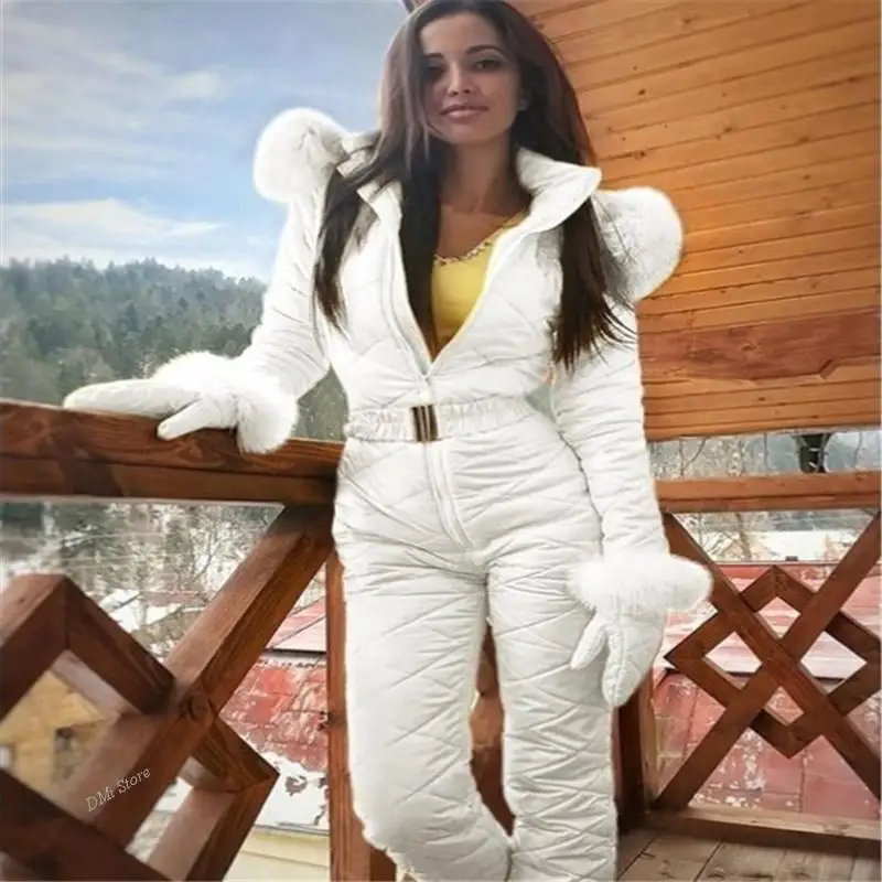 Zempertoopa Women‘s Insulated Bib Overalls Winter Ski One-Piece Pants Adjustable Shoulder Strap Waterproof Skiing Jumpsuit 