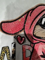 Oversized Rhinestone Rabbit mid-length half-sleeved top 100% cotton women's short-sleeved T-shirt - Image 5