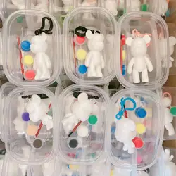 8cm 6pcs 100% Bear Handmade Set Gloomy Bear POPOBE White Blank Mold Vinly Toys brick for Kid DIY Painted Medicom Toys