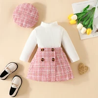 Ma & baby 6M-3Y enfant en bas âge nouveau-né bébé filles vêtements ensembles tricot à manches longues hauts Plaid Skrits chapeau automne printemps tenues D05 2