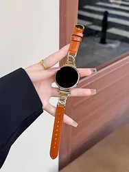 Premium Metal and Leather Loop Watch Band, Sport Bracelet - 20mm, 18mm, 22mm - Galaxy Watch 4 40mm (Red brown)