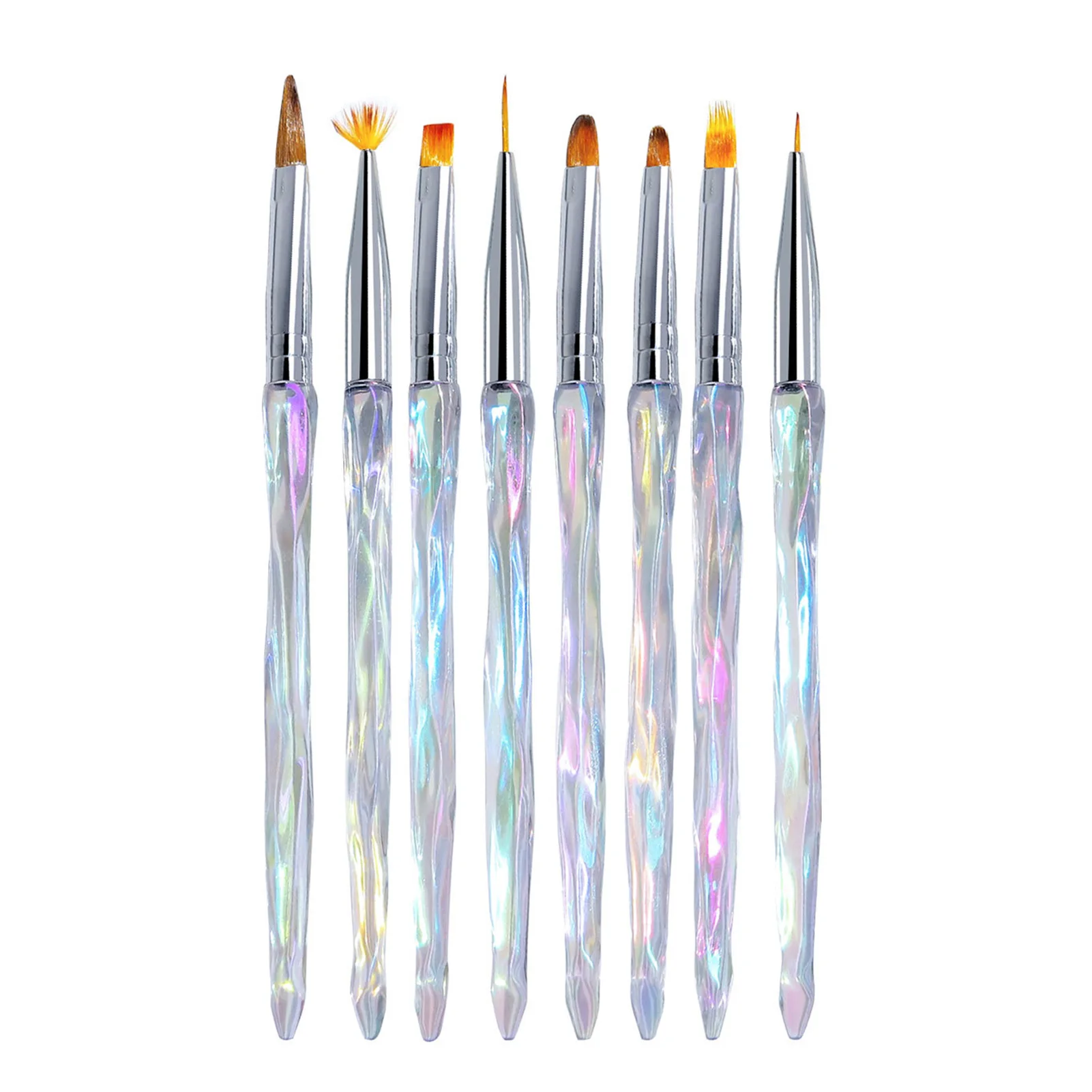 

8PCS Manicure Polish Brush with Gradient Handle Nail Art Tip Decorating Tools Makeup Brush for Painting Nail Design