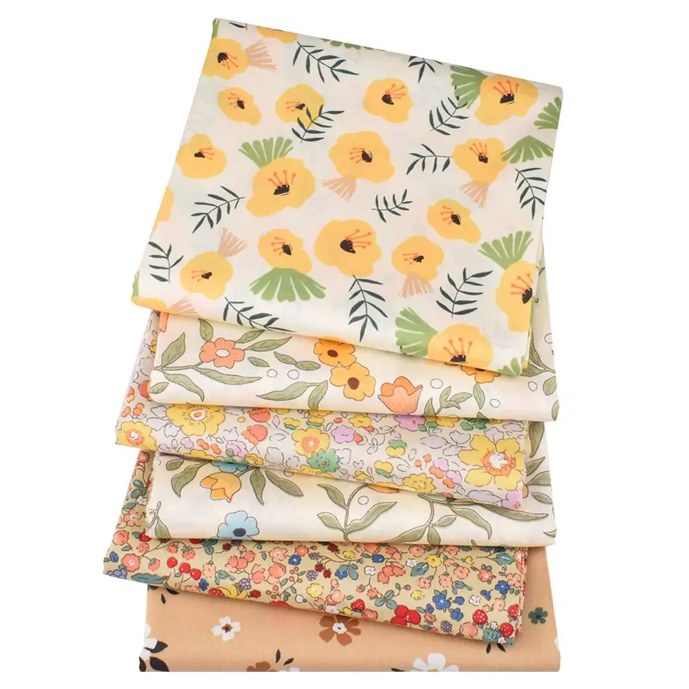 Chainho,Printed Twill Weave Cotton Fabric,Patchwork Cloth,DIY Sewing Quilting Material,Little Blossom,2 Specification,CC141