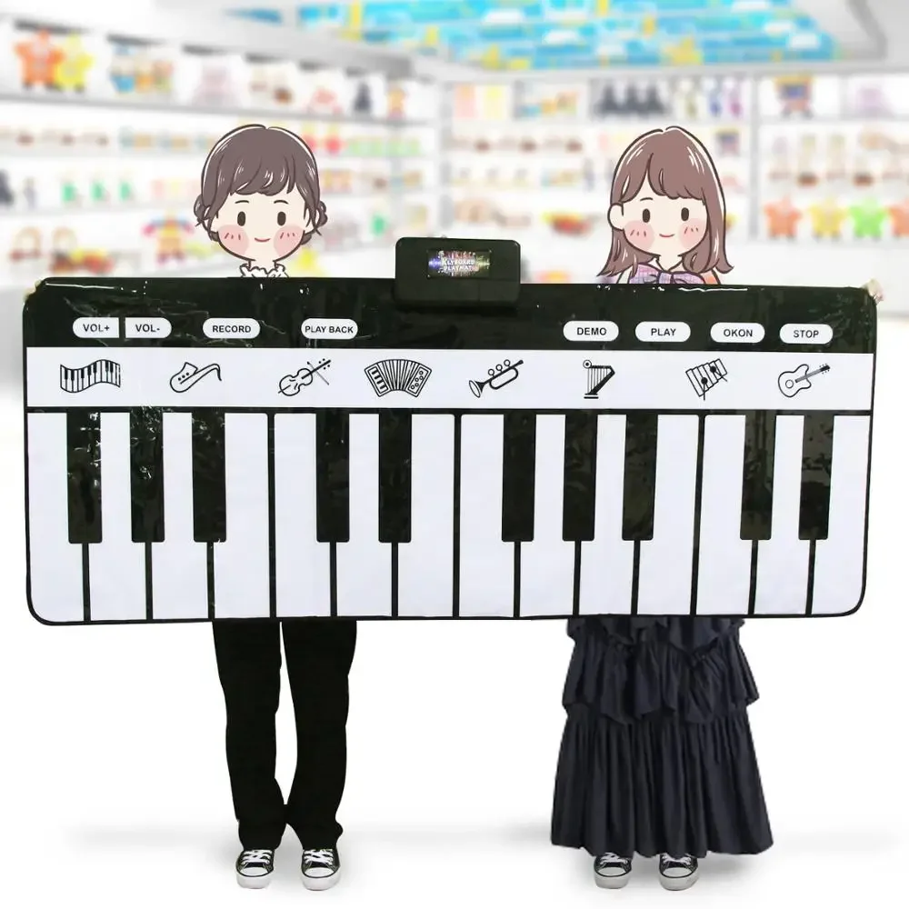 180x72cm Electronic Musical Carpet Black & White Keyboard Kids Playing Piano Mat Baby Play Mat Rug Early Educational Toys Gift 6