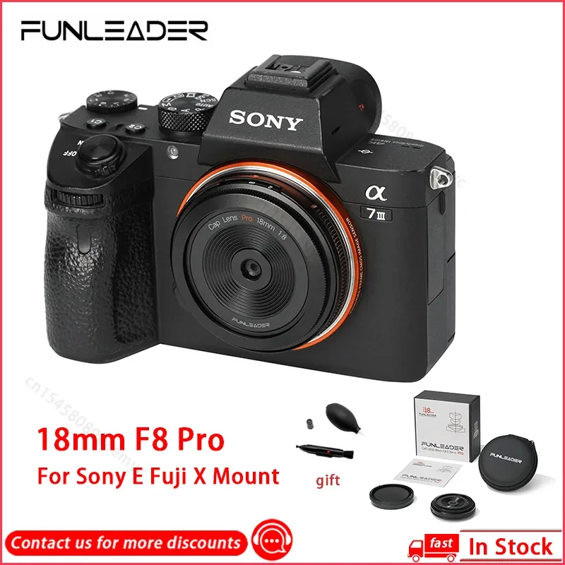 FUNLEADER 18mm F8 Pro Full Frame Ultra Thin Camera Lens for Sony E Fuji