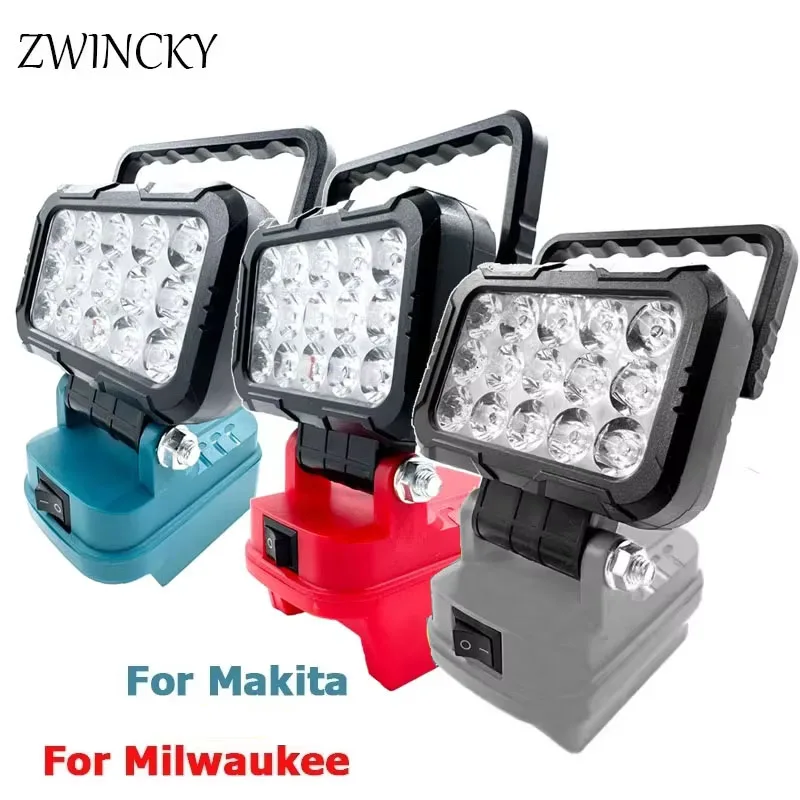 DeWalt/Makita/Milwaukee 18V 리튬 이온 배터리용 3인치 LED 작업등 USB 인터페이스 손전등이 있는 휴대용 조명등