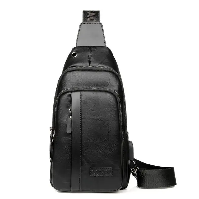 Men's Bag One Shoulder Messenger Bag Leather Texture Men's Casual Fashion Chest Bag