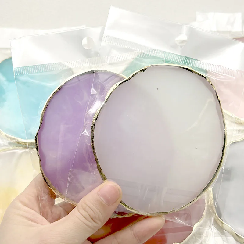 Round Resin Agate Stone Nail Art Palette for Manicure and Painting Display