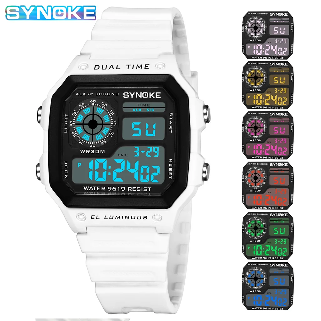 SYNOKE Men's Sports Multifunction Luminous Waterproof Digital Wristwatch