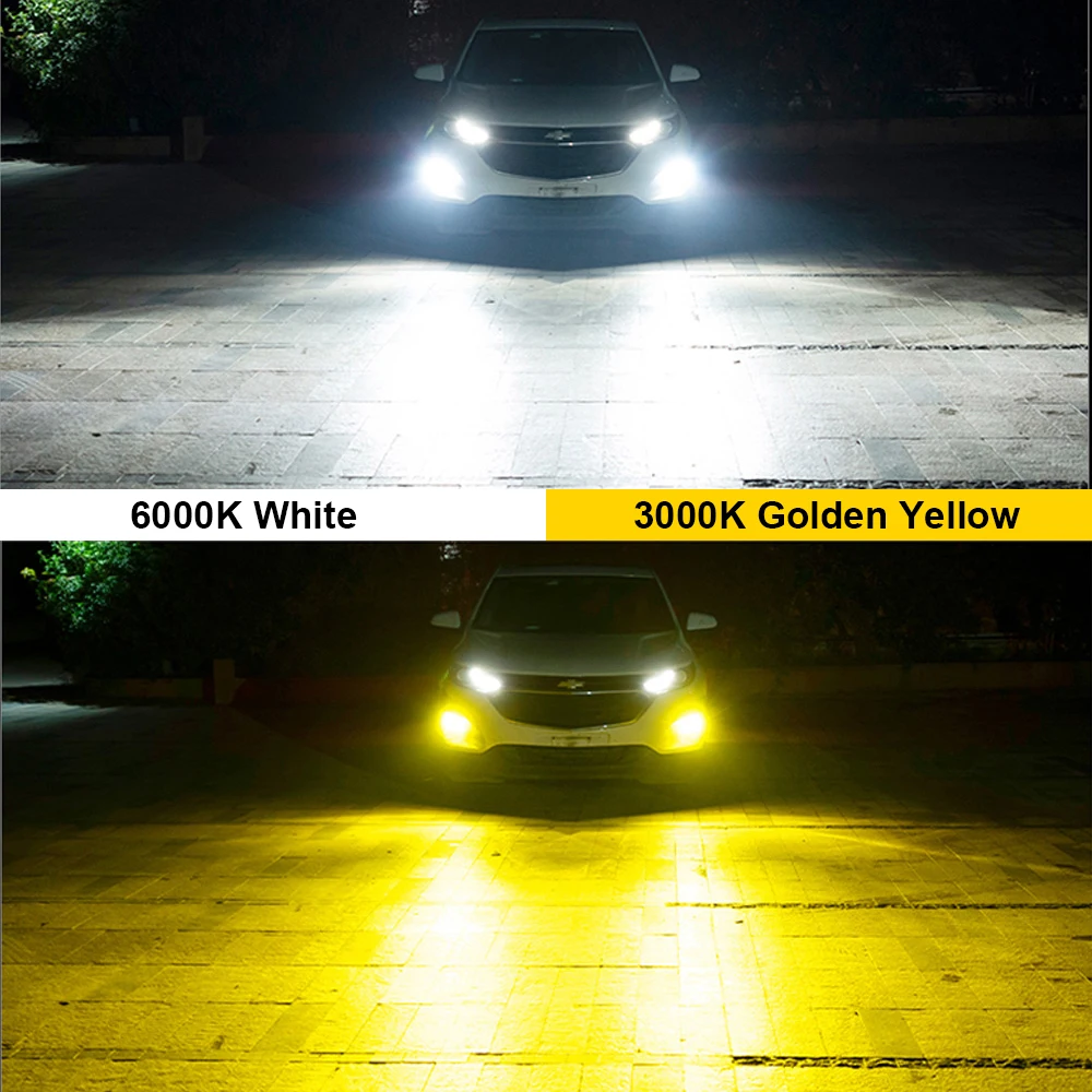 2x LED Fog Light Bulbs DRL 9006 HB4 Switchback Dual Color Amber White  12000LM