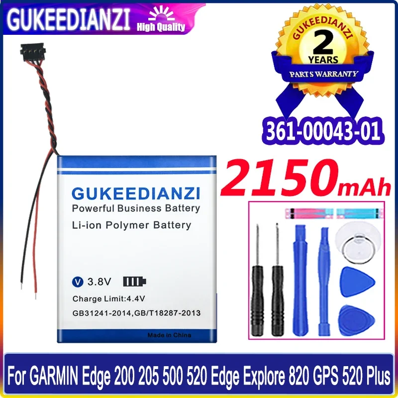 Gukeedianzi Batteria Ad Alta Capacità 361-00043-01 2150Mah Per Garmin Edge Explore 200 205 500 820 Gps 520 Plus Bateria