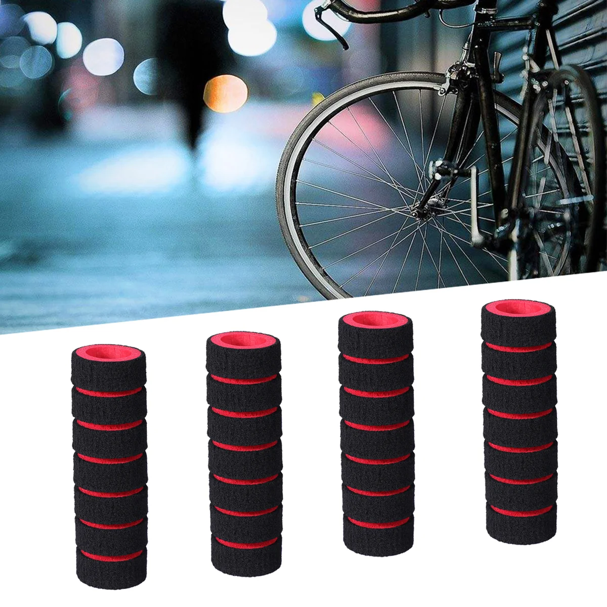 

2 Pair Bike Grip Cover Vice Handle Motorcycle Handlebar Grips Non-slip Red Sponge