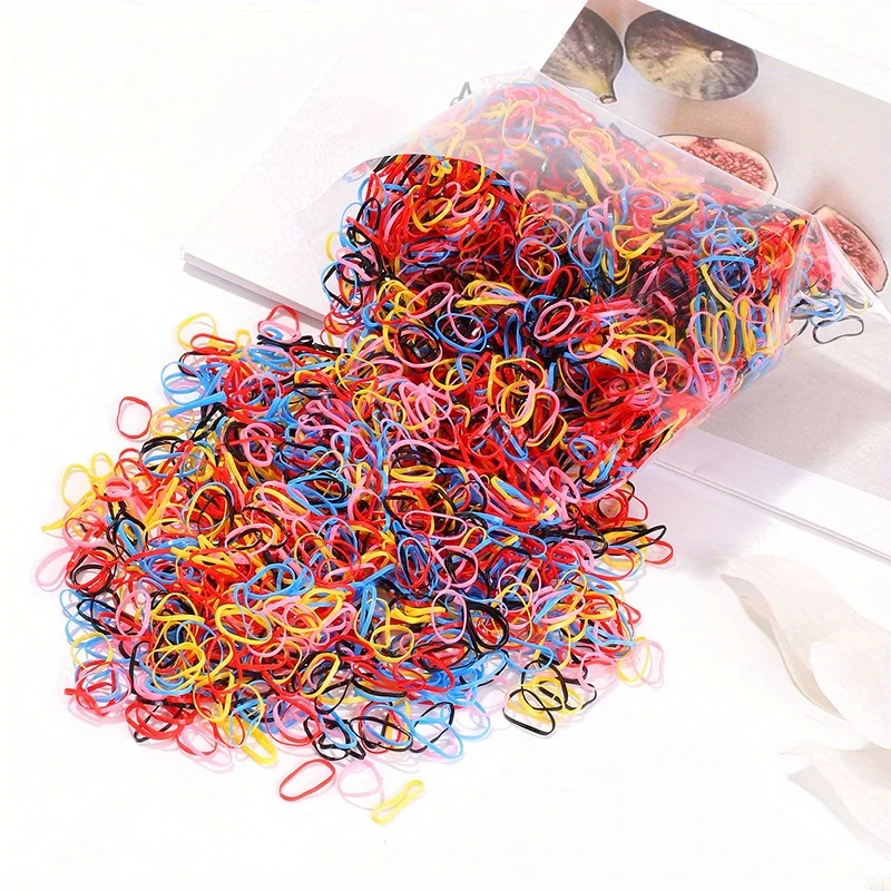 500Pcs/bag Girls Colourful Disposable Rubber Band Hair Ties Headband Children Ponytail Holder Bands Kids Hair Accessories - Image 3