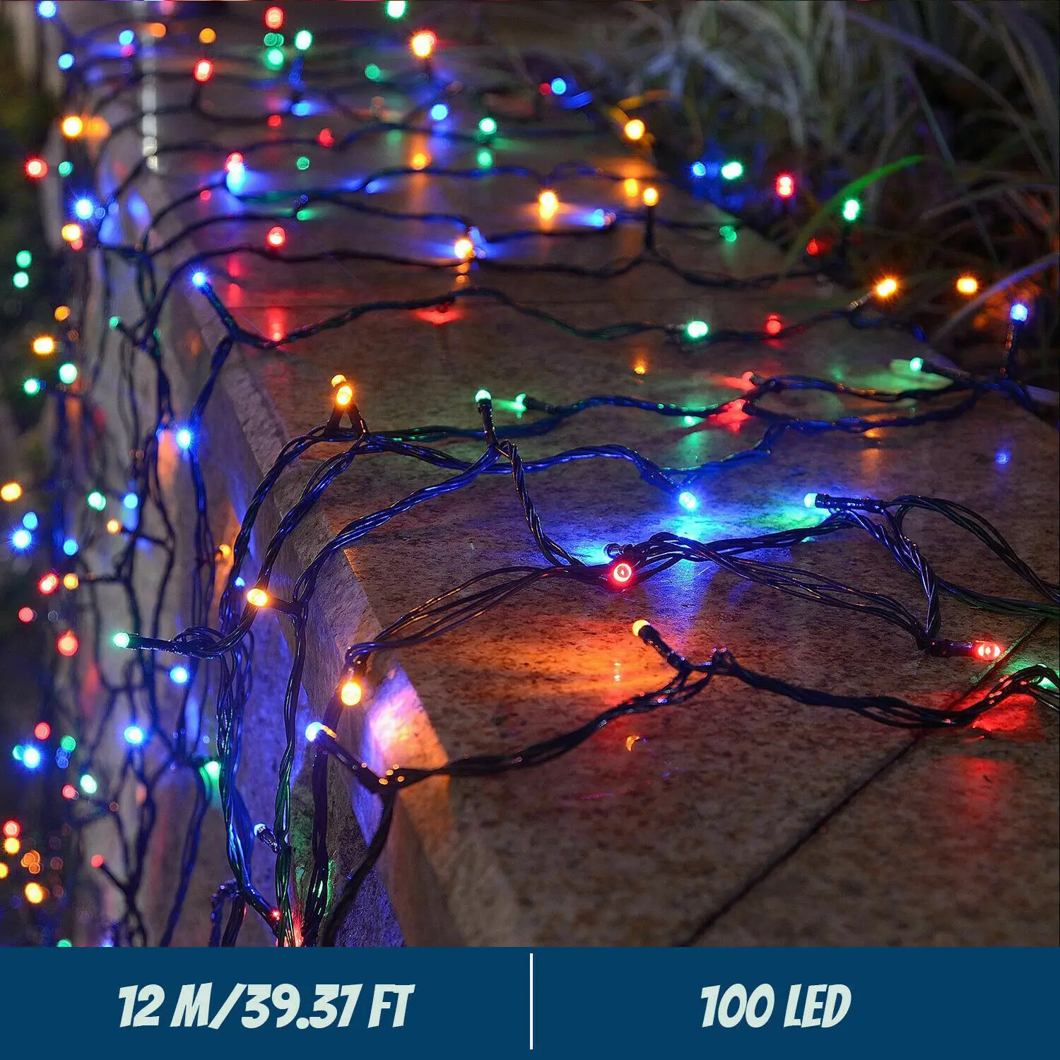 LED سلسلة أضواء الشمسية 300LED 8 طرق تعمل بالطاقة الشمسية أضواء عيد الميلاد في الهواء الطلق مقاوم للماء أضواء عيد الميلاد الجنية المرصعة بالنجوم