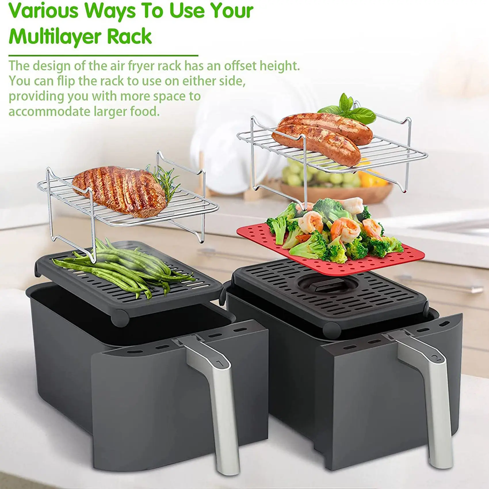 Air Fryer Rack For Double Basket Air Fryers Ninja Foodi DZ201 DZ401