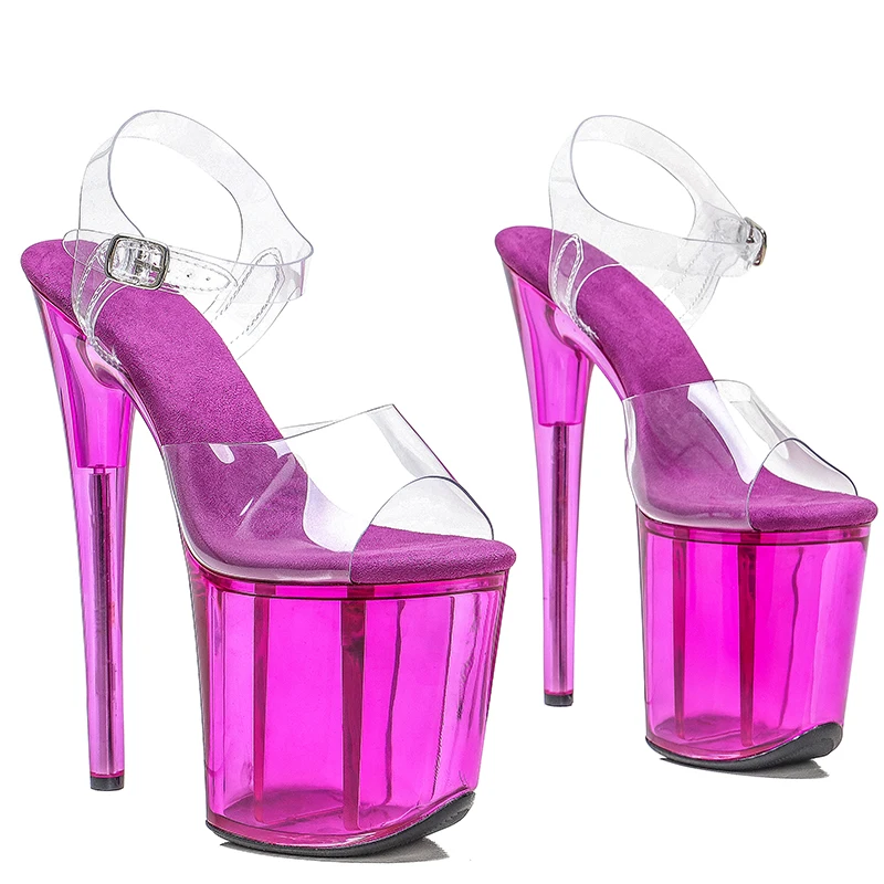 Leecabe 8Inch/20cm PVC Transparent color   Platform Sandals  party High Heels Shoes Pole Dancing Shoes