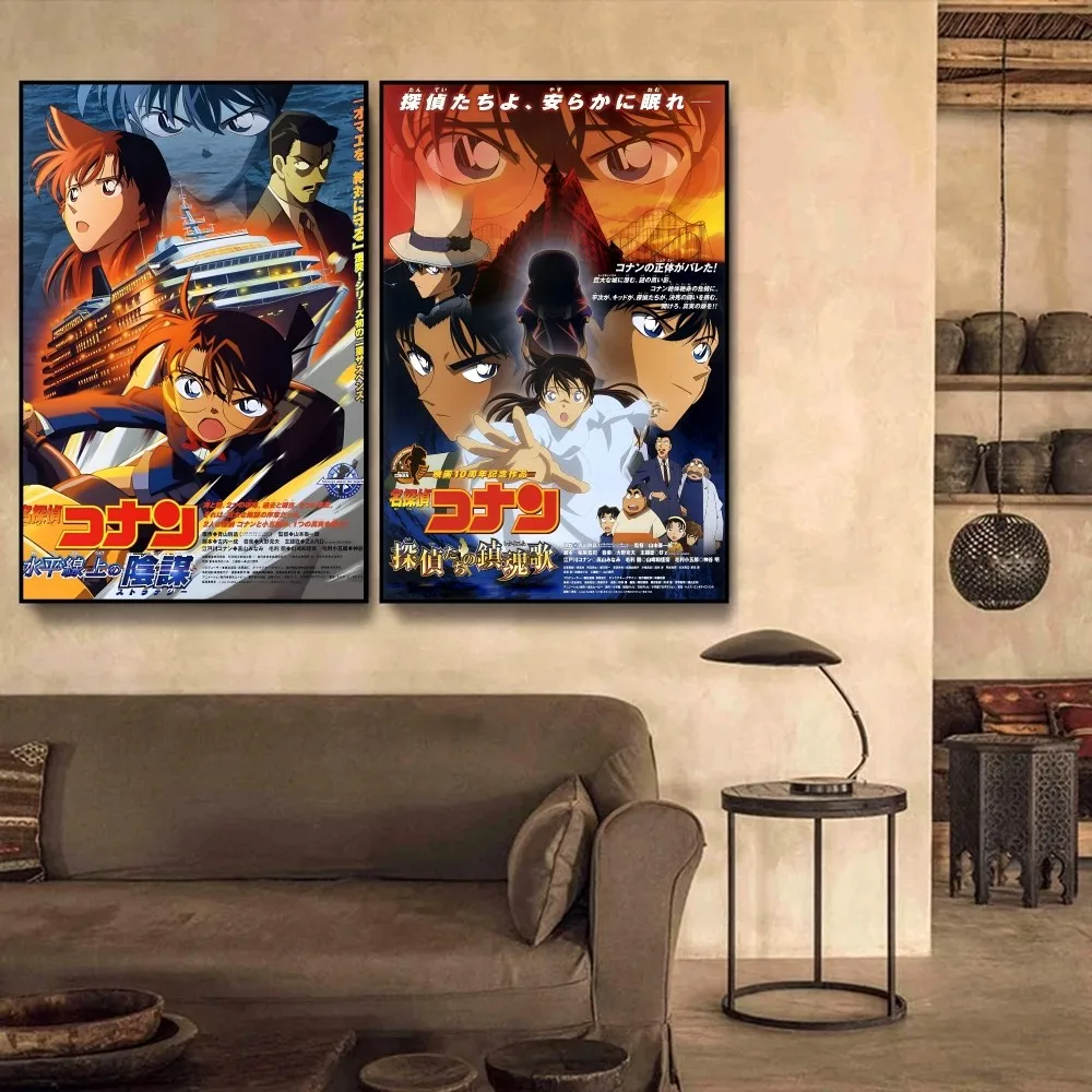 

Detective Conan Cartoon Anime Poster Self-adhesive Art Retro Kraft Paper Sticker DIY Room Bar Cafe Vintage Decorative Painting