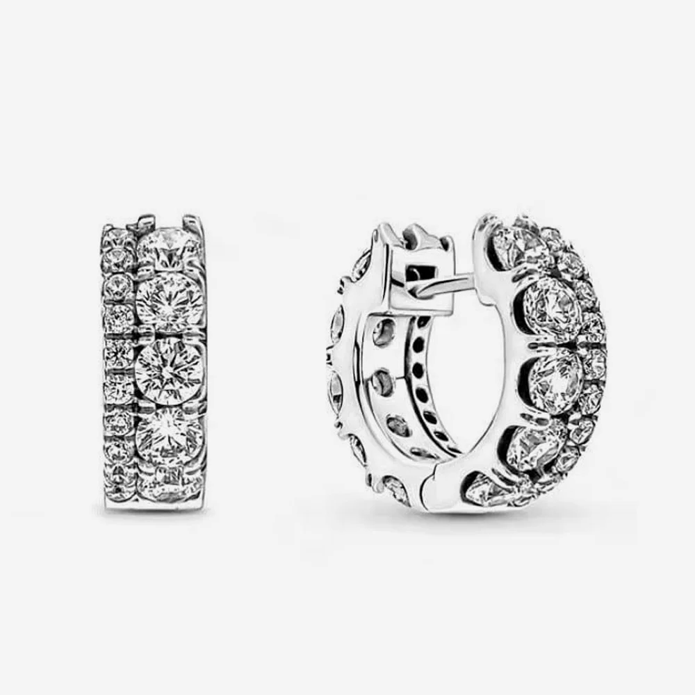 2022 Authentic 925 Sterling Silver Earring Sparkling Star Blue Gem Golden Heart Halo Stud Earrings Women Jewelry BirthdayGift 