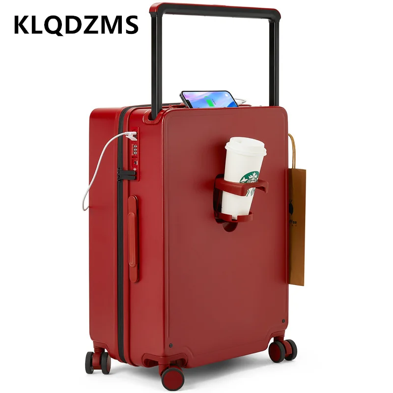 KLQDZMS New Wide Trolley Luggage Women 26 Inch Multifunctional Suitcase Zipper Models 20 Inch Cabin Password Suitcase