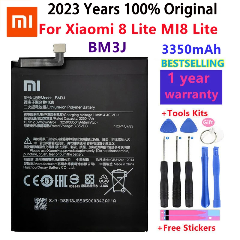 

Xiao Mi Original Phone Battery BM3J For Xiaomi 8 Lite MI8 Lite High Capacity Polymer Replacement Battery 3350mAh With Free Tools