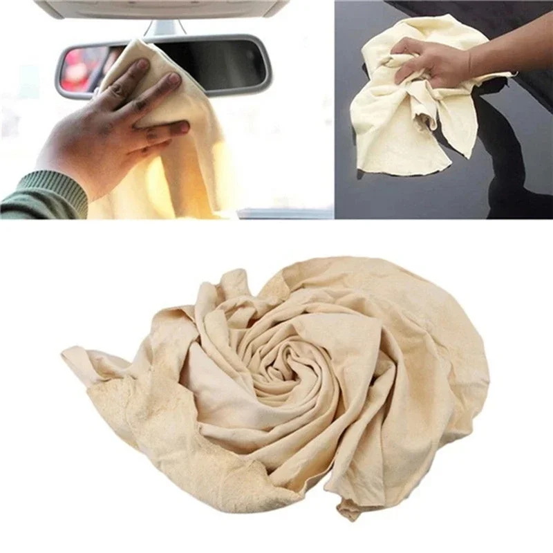 Natural Shammy Chamois Leather Car Cleaning Cloth  Leather Wash Car Glass Drying Cleaning Cloth Quick Dry car wash towel 5