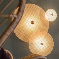 Tan Wall light Retro Japanese bamboo Wall lamp for Living Room Background bedroom Corridor handmade rattan Wall lamp 2