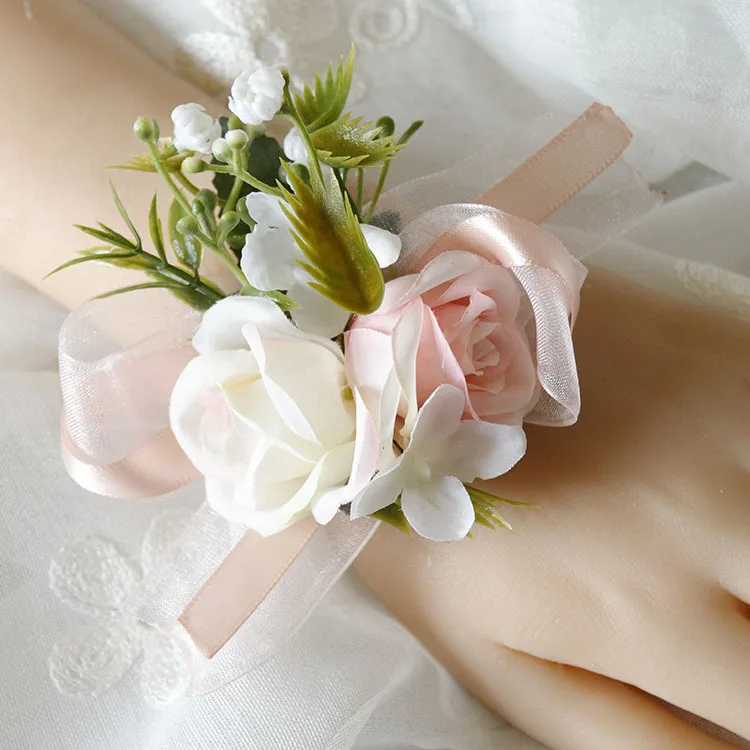 Corsage Men Wedding Rustic Boutonniere White Bridal Wrist Corsage Bridesmaid Groomsmen Party Meeting Personal Decorations
