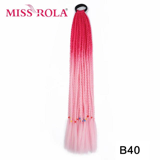 Synthetic Chignon Hair 60cm Hair Color Gradient Dirty Braided Ponytail Women Elastic Hair Rubber Band Hair Accessories Headband B40