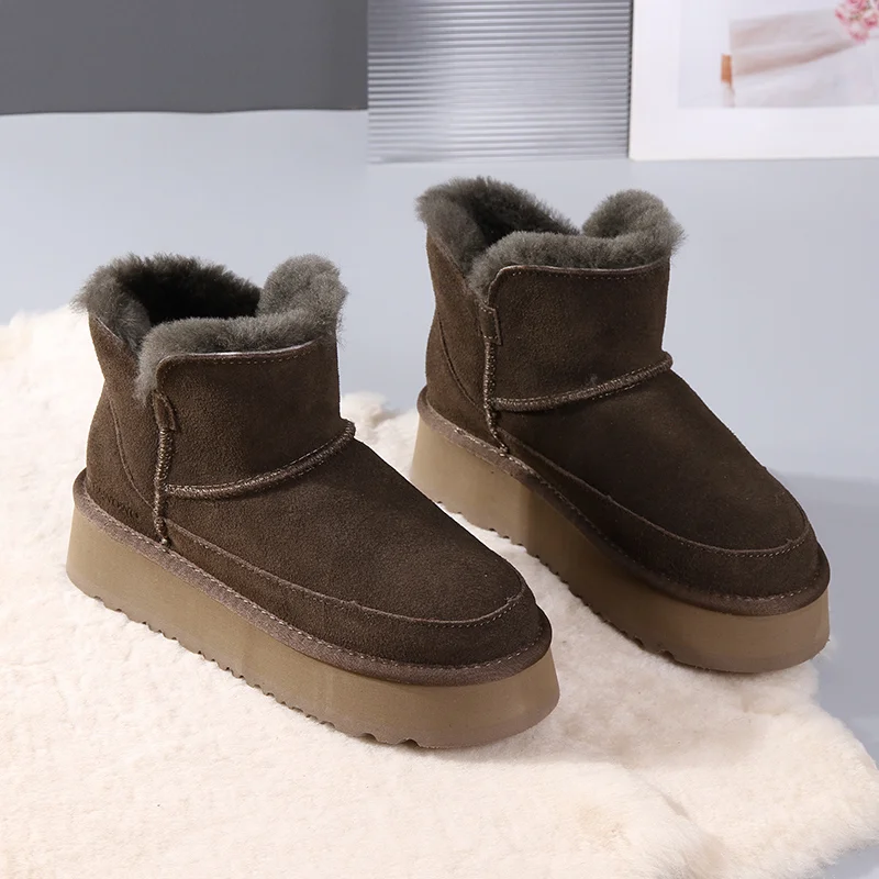 Ankle Boots Platform Women's Snow Boots Suede Plush Thermal Casual Shoes 2023 Winter Thick Gothic Fashion Shoes Women's Boots