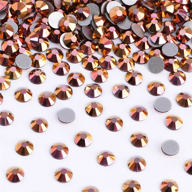 High Quality SS3-SS30 Hot Fix Glass Flatback Rhinestones Glitter Orange  Round Stone Iron on Rhinestone for Clothes Accessories - AliExpress