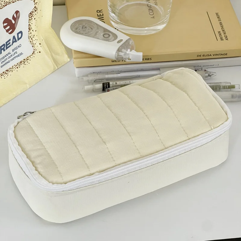 Fufu Cake Pencil Bag High Aesthetic Student Portable Minimalist Stationery Stand Large Capacity Vertical Bar Storage Bag