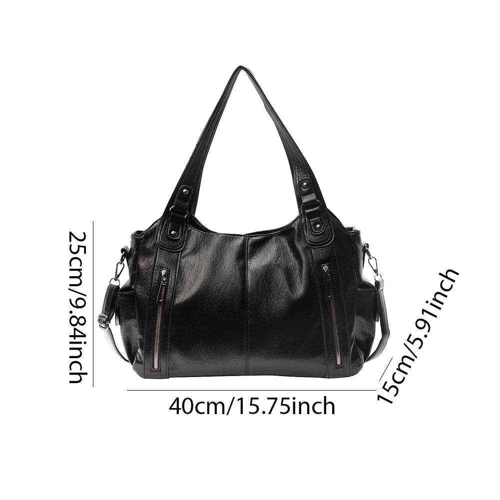 Retro Tote Bag for Women PU Leather Shoulder Bag Large Capacity Crossbody Bags Ladies Handbags Travel Casual Portable Work Bags