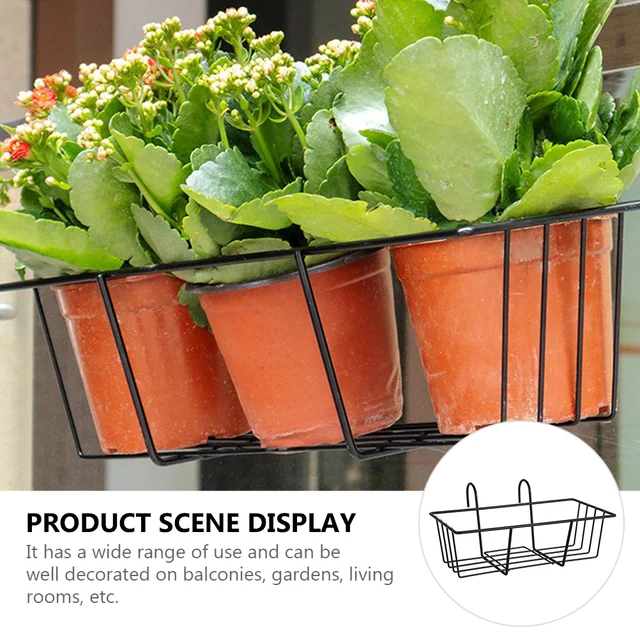 Erkély Kosarak Kültéri Edények Tornác Függő Virág Vas Virágcserepek Kerítés Fém Cserepes Állvány Téglalap Alakú Ültetvényes - Image 5