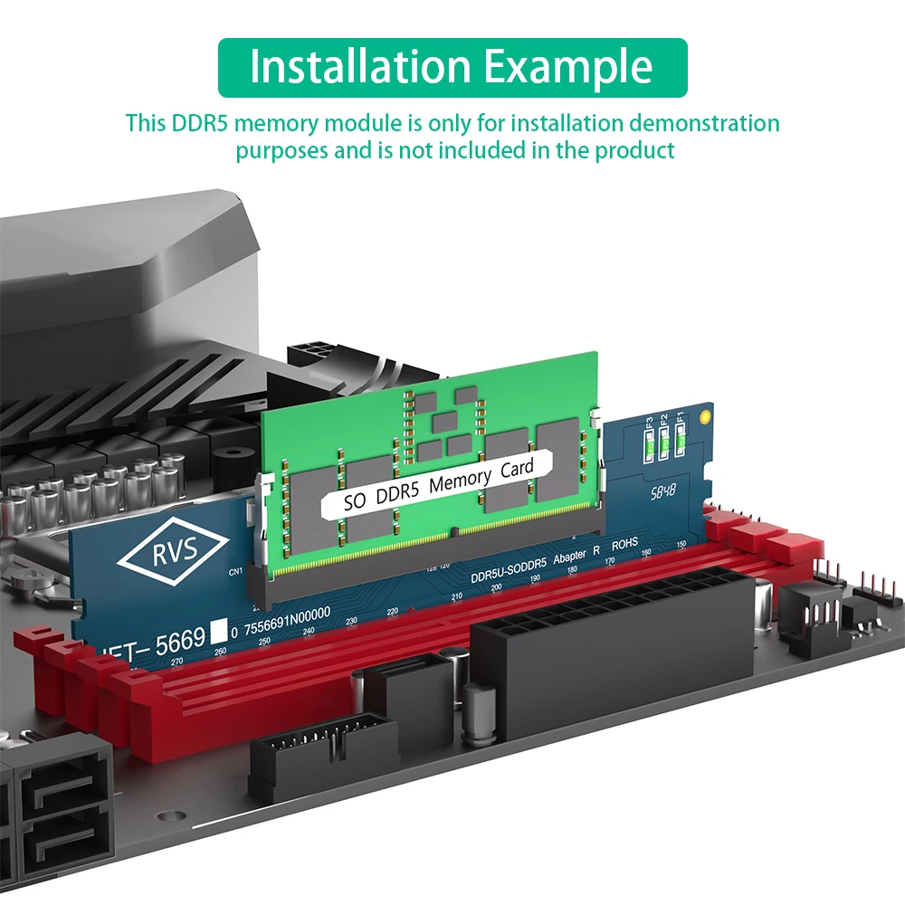 2PCS 노트북 DDR5 RAM-SO DDR5 U-DIMM 데스크탑 어댑터 카드 메모리 테스터 SO DDR5-DDR5 U-DIMM 변환기 6층 PCB 디자인