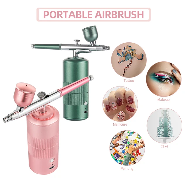 Airbrush Nail With Compressor Portable Airbrush For Nails Cake Tattoo Makeup  Paint Air Spray Gun Oxygen Injector Air Brush Kit - AliExpress