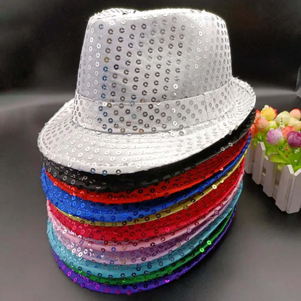 Chapeau Fedora Paillettes Enfant - Casquette Jazz Disco Brillante Garçons Filles, Accessoire Scène Et Fête