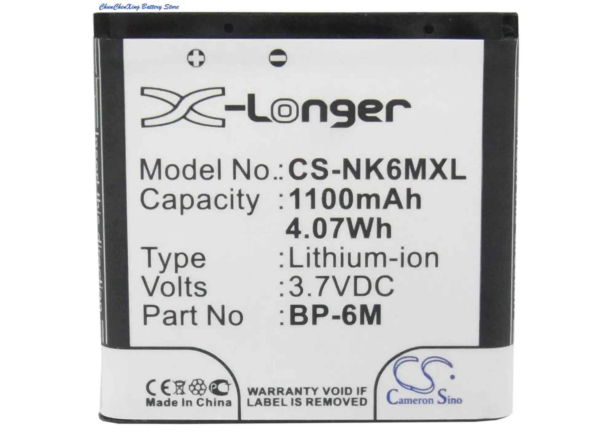 Cameron Sino 1100Mah Batteria Bp-6M Per 3250, 3250 Xpressmusic, 6151, 6233, 6234, 6280, 6288, 9300, 9300I, N73, N77, N93