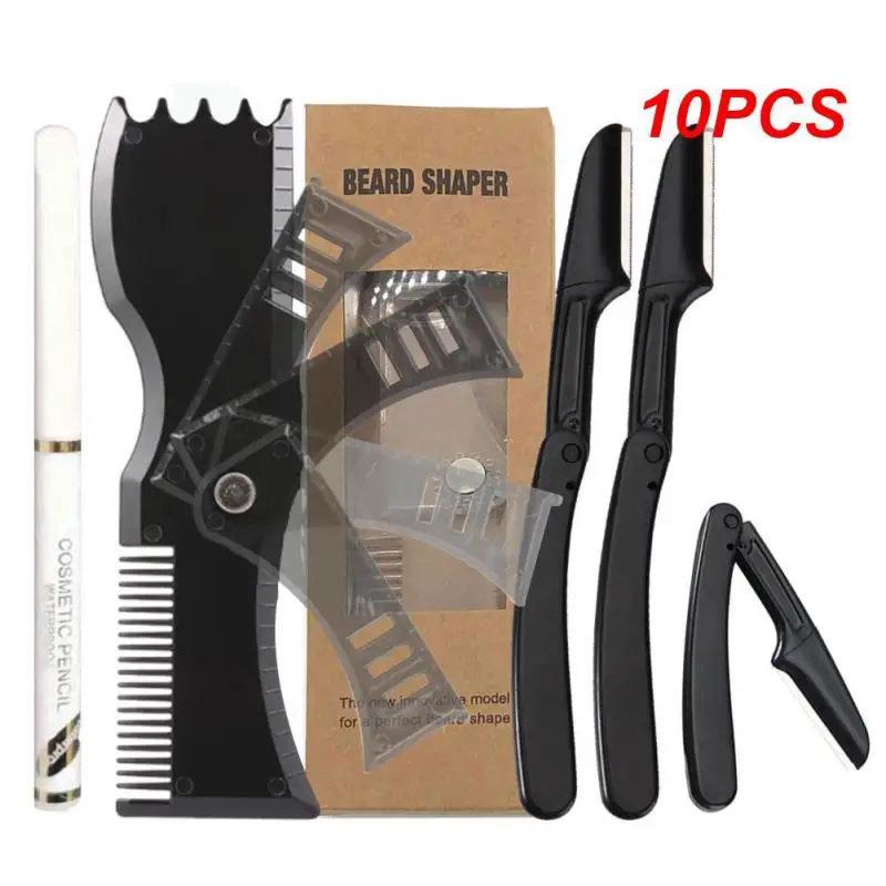 

10PCS Beard Shaper Kit Adjustable Beard Stencil Tool For Men 3 In 1 Beard Guide Shaping Styling Tool Rotary Moustache Template