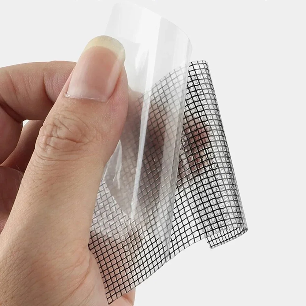 Schwarzer Bildschirm-Fensteraufkleber für Bildschirm-Reparatur-Set, 16,5 Fuß, stark klebendes und wasserdichtes Klebeband, Türvorhang, Moskitonetz, Netz-Patch – Detail 2